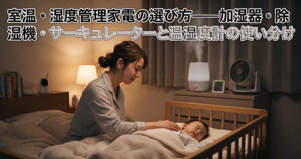 室温・湿度管理家電の選び方——加湿器・除湿機・サーキュレーターと温湿度計の使い分け