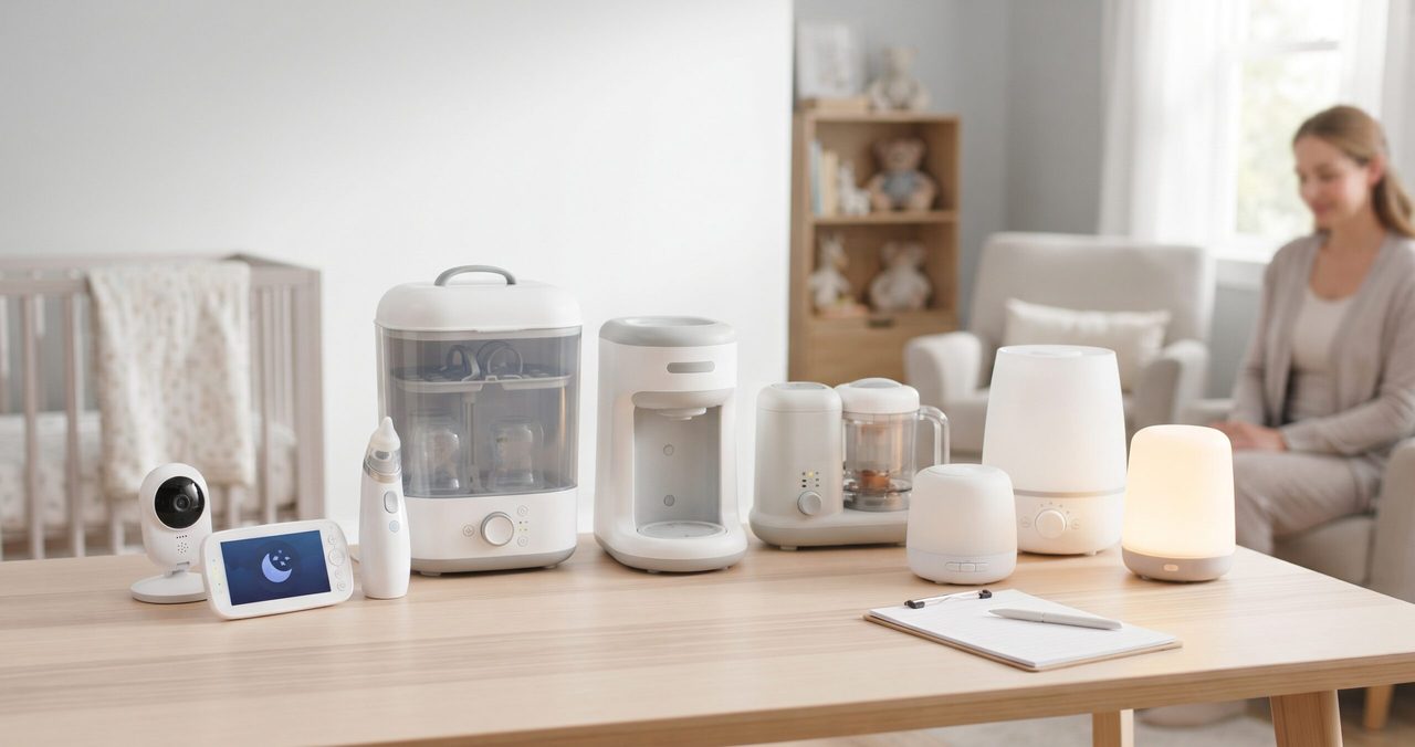 電動鼻水吸引器を選ぶときのチェックポイントをメモしながら比較検討する保護者の手元